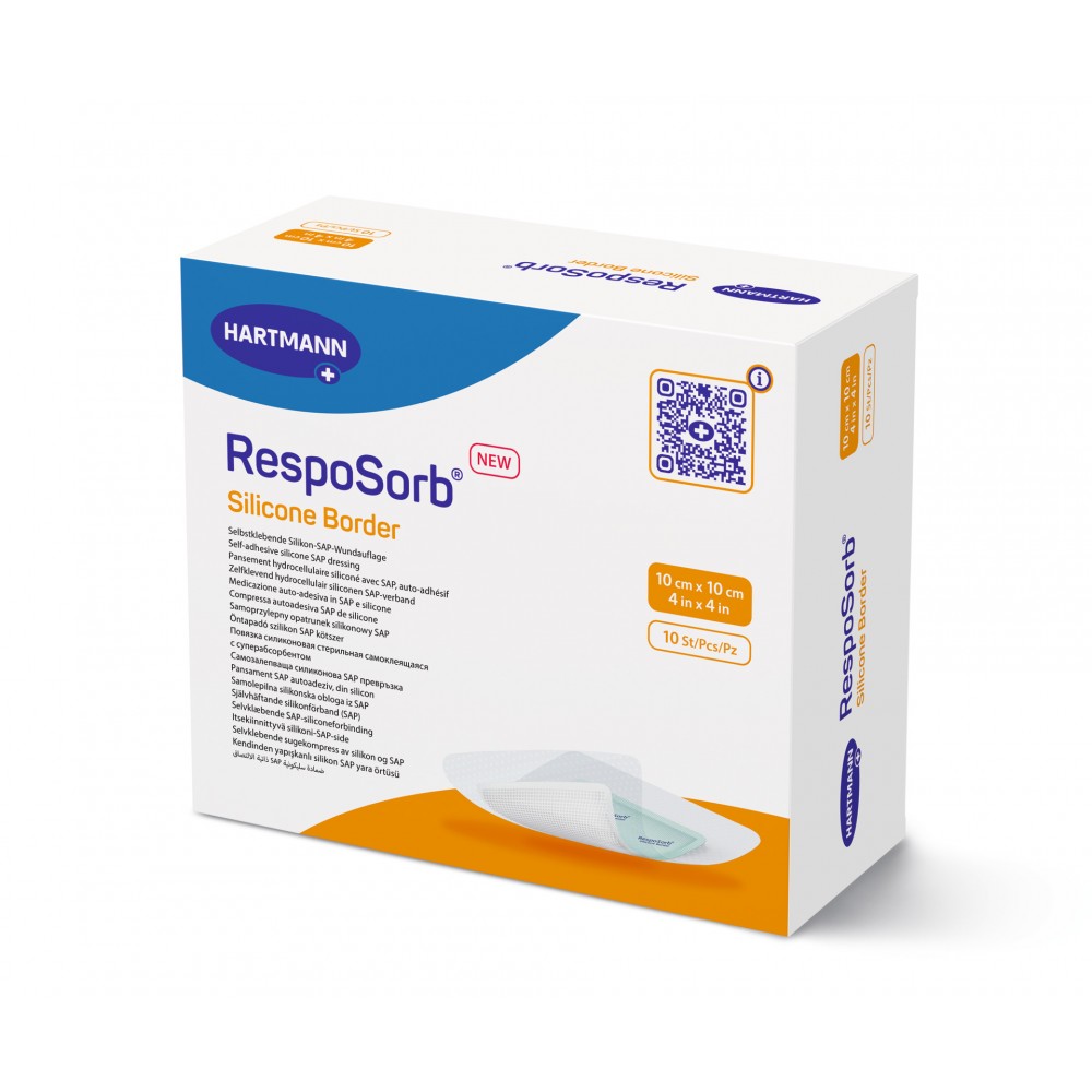 Αυτοκόλλητα επιθέματα σιλικόνης Resposorb Silicone Border 10x10cm Hartmann Αυτοκόλλητα επιθέματα σιλικόνης Resposorb Silicone Border 10x10cm Hartmann