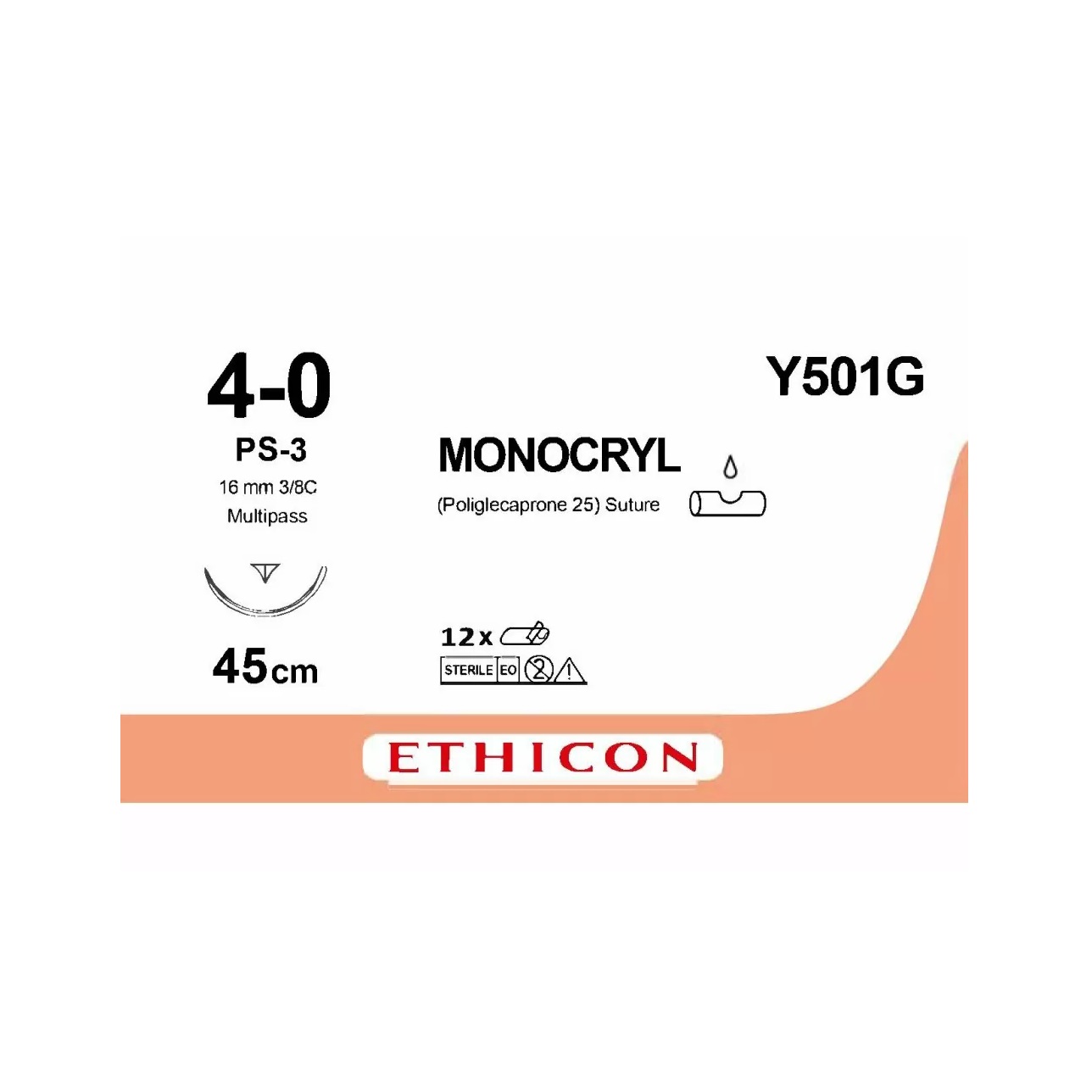 Ράμματα Monocryl 4/0 Y501G - 16mm Ράμματα Monocryl 4/0 Y501G - 16mm