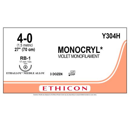 Monocryl Sutures 4/0 Y304H - 17mm