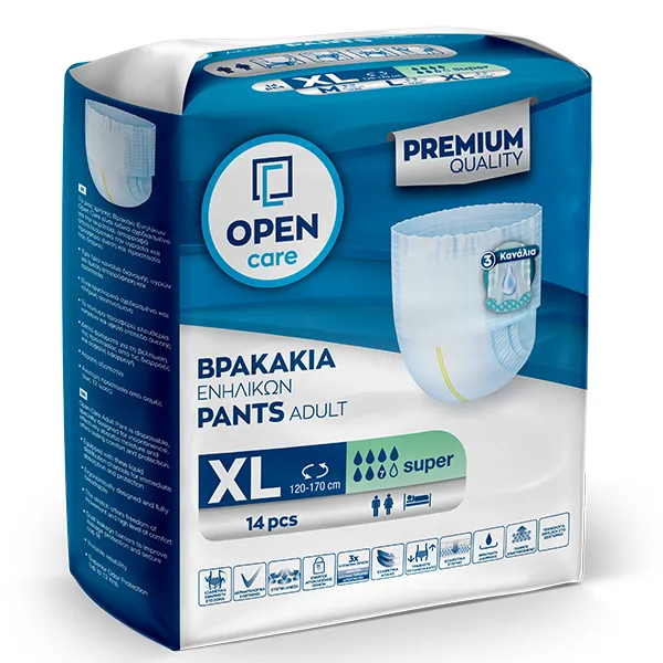 Βρακάκι ενηλίκων Open Care Super XLarge - 14 τμχ